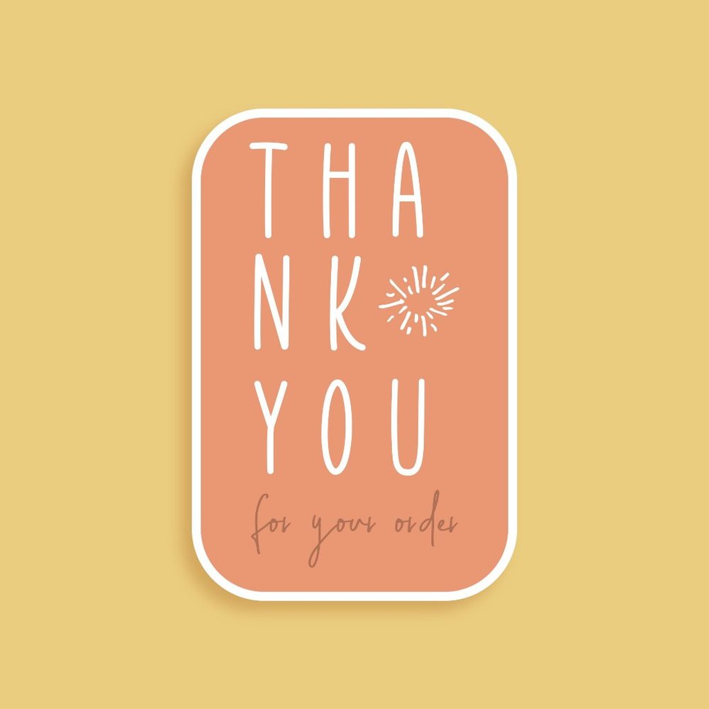 80 Hippy Thank You For Your Order Stickers MATTE